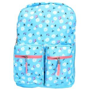 Blue backpack with double front pockets